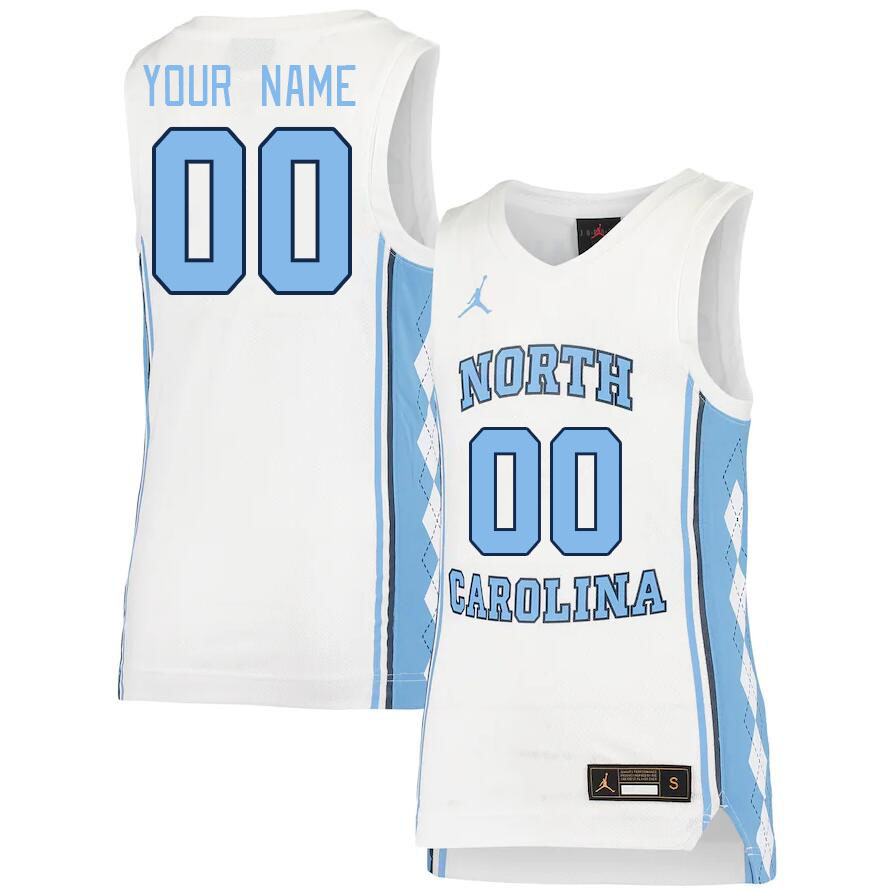 Custom North Carolina Tar Heels Name And Number College Basketball Jerseys Stitched-White - Click Image to Close